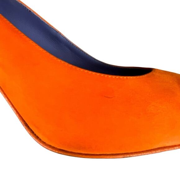 Victoria Beckham Women’s Point Toe Orange Suede Purple Interior Stiletto Heels - Picture 15 of 16